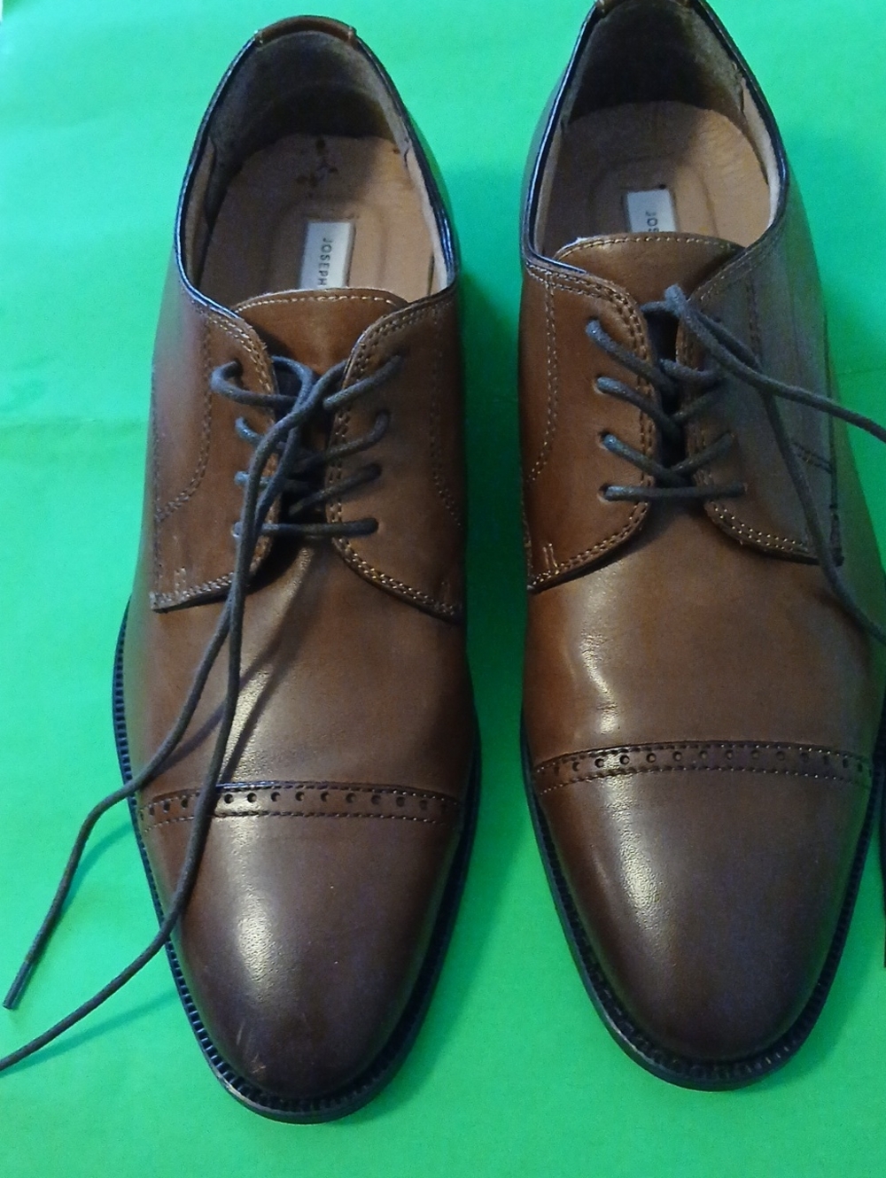Joseph Abboud Brown Leather Cap-Toe Derby Shoes